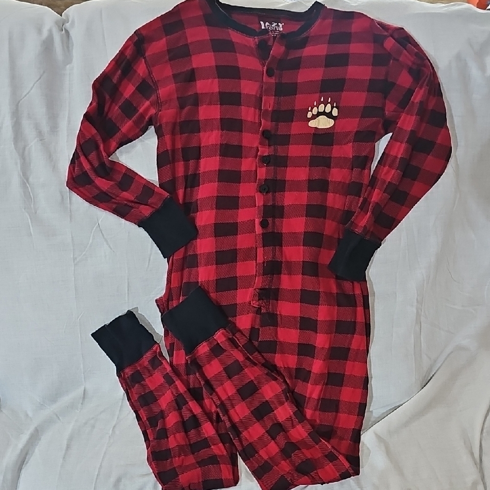 Lazy One Red and Black Plaid Pajama Set